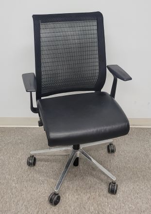 STEELCASE THINK TASK CHAIR BLACK LEATHER SEAT